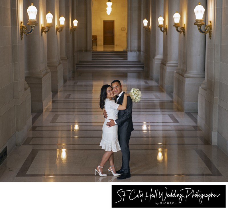 City Hall Wedding Photography by Michael's famous Hallway shot.