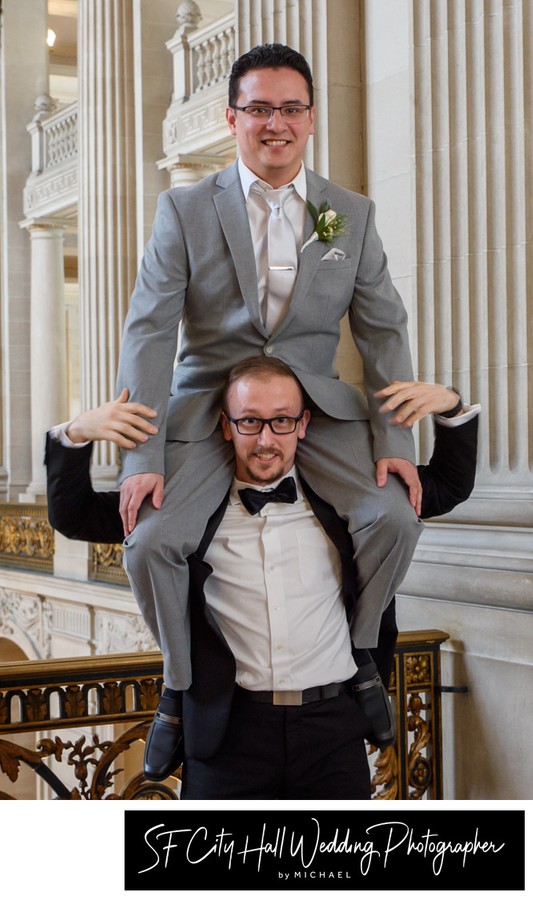 Funny prank wedding photo at San Francisco city hall
