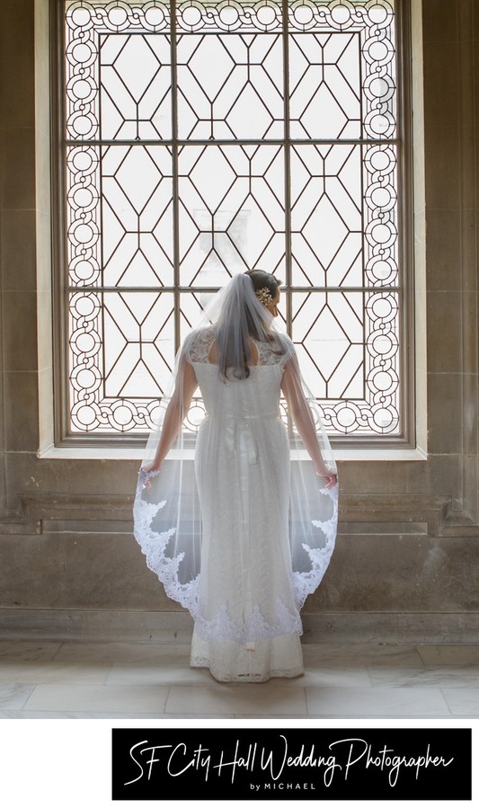 Beautifully patterned wedding veil - wedding photography