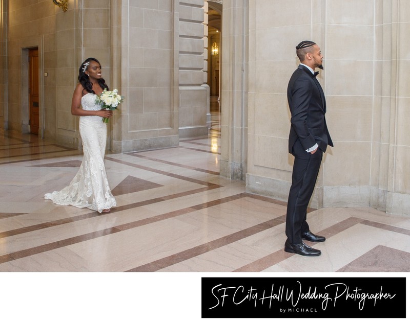 First Look Wedding Photographer at SF city hall