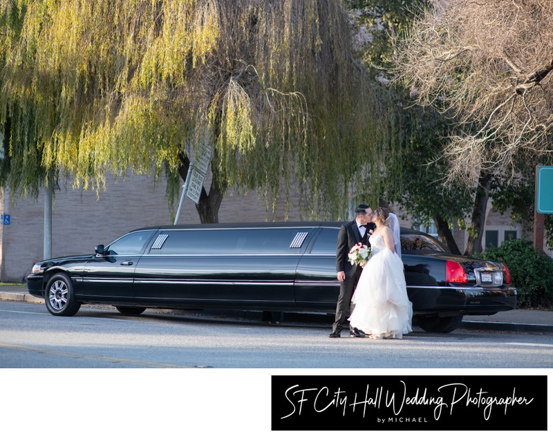 Limousine for this San Francisco city hall wedding - Color Photography