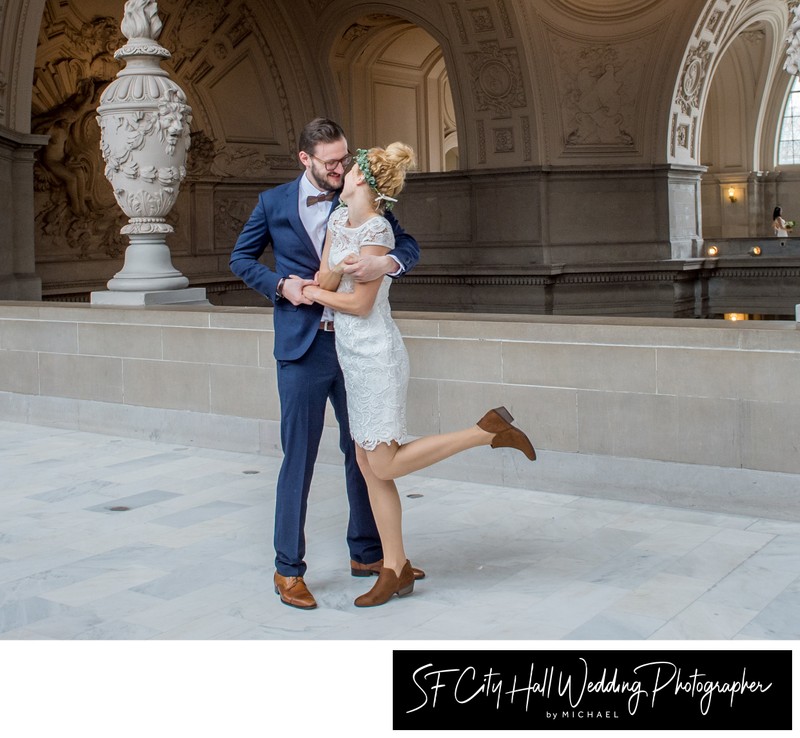 Fun wedding photography on the 4th floor