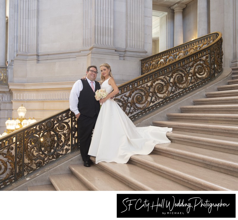 Fun couple on the Grand Staircase at SF City Hall
