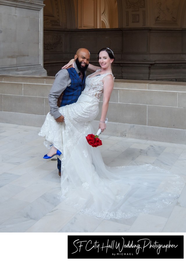 Bride and Groom enjoying each other during their wedding photography