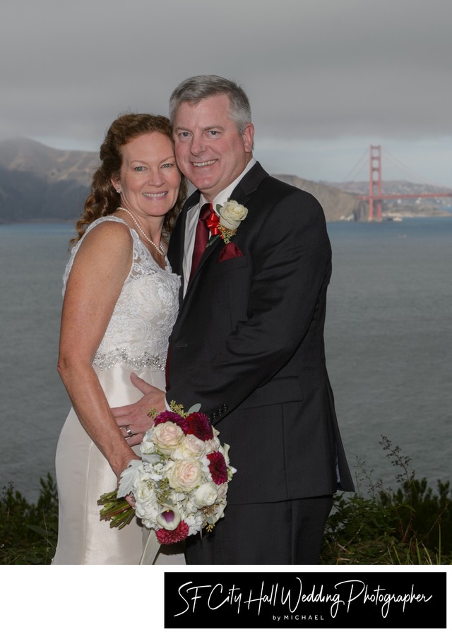 Golden Gate Bride photo of wedding couple after City Hall