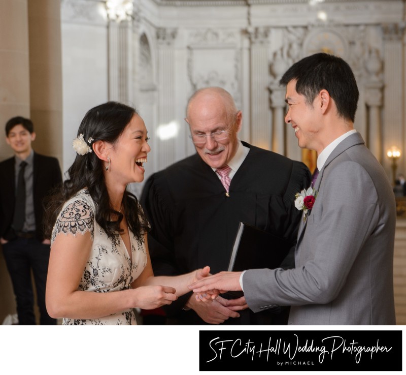 Bride and groom enjoying their wedding ceremony in San Francisco