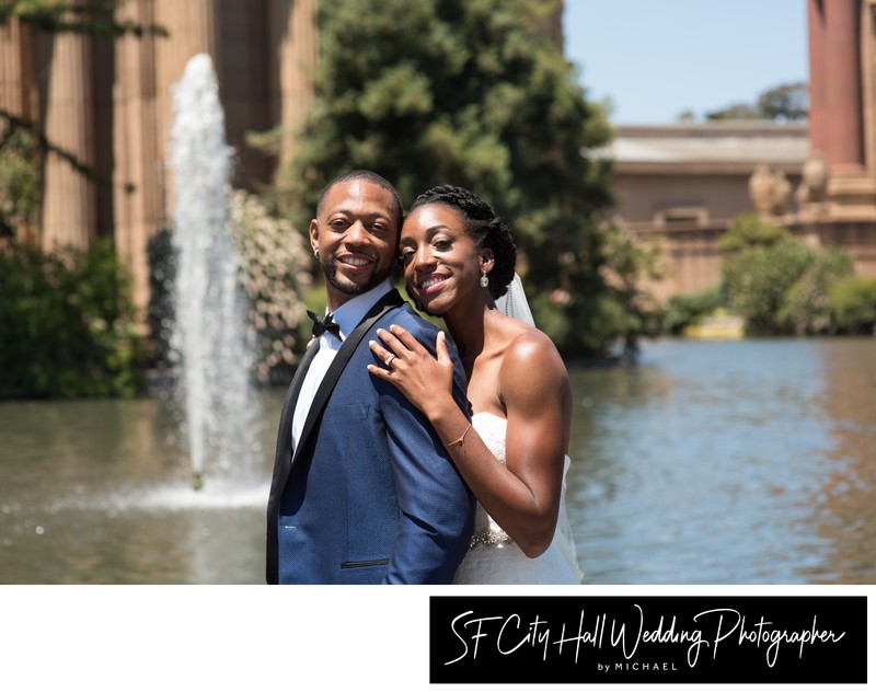 Palace of Fine Arts Wedding Image by the fountain