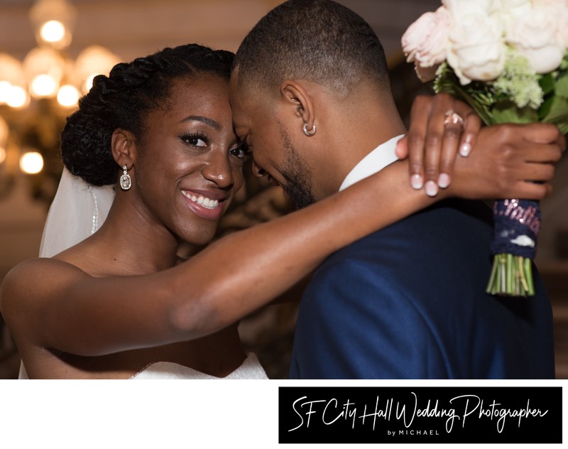 Newlyweds celebrating at San Francisco city hall