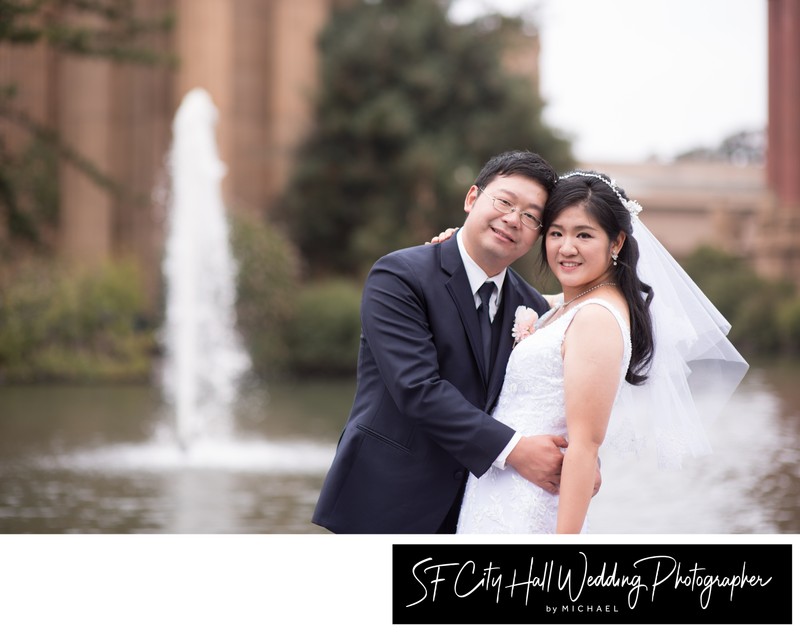 Asian newlyweds at the Palace of Fine Arts - Wedding Photography