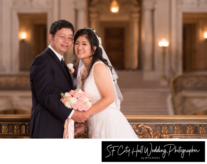 Wedding photography at San Francisco city hall on the Mayors Balcony
