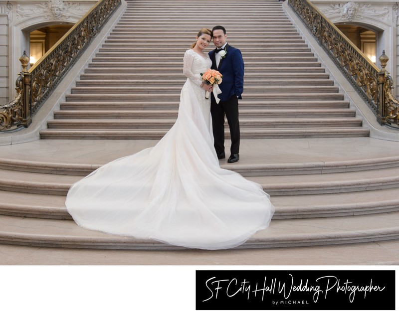 Tight image crop of Grand Staircase at San Francisco city hall