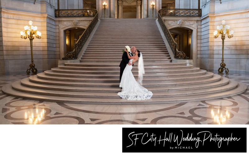 SF City Hall wedding photographer on the Grand Staircase