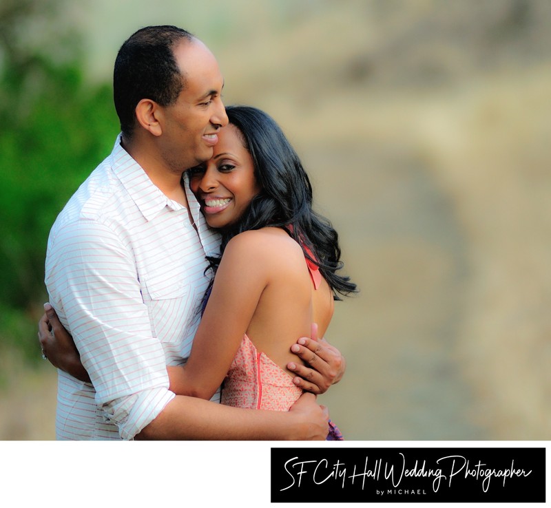 Engagement portrait session before San Francisco city hall wedding