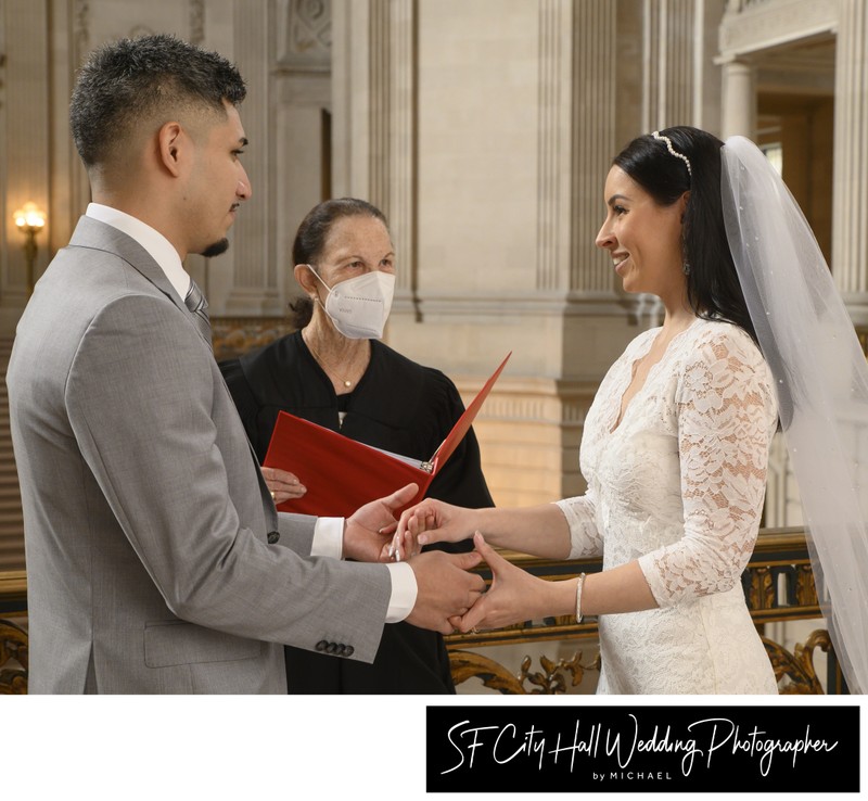 Civil Ceremony exchange of vows at SF City Hall