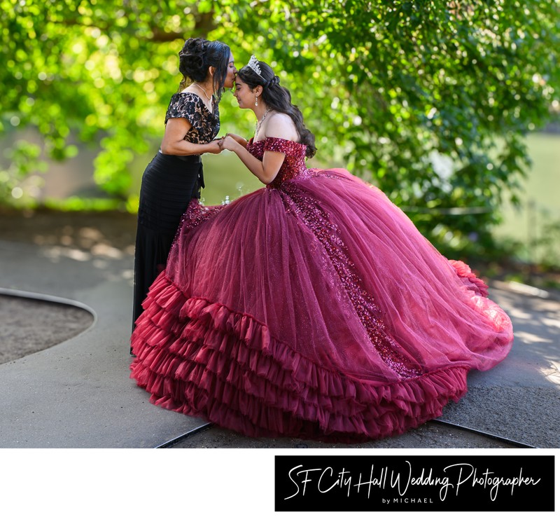 Mother and Daughter celebrate Quince at the Palace of Fine Arts