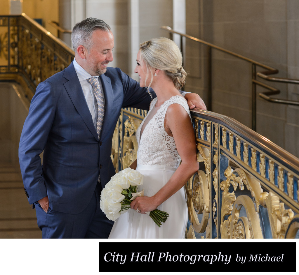 Best SF City Hall railing wedding photographers image