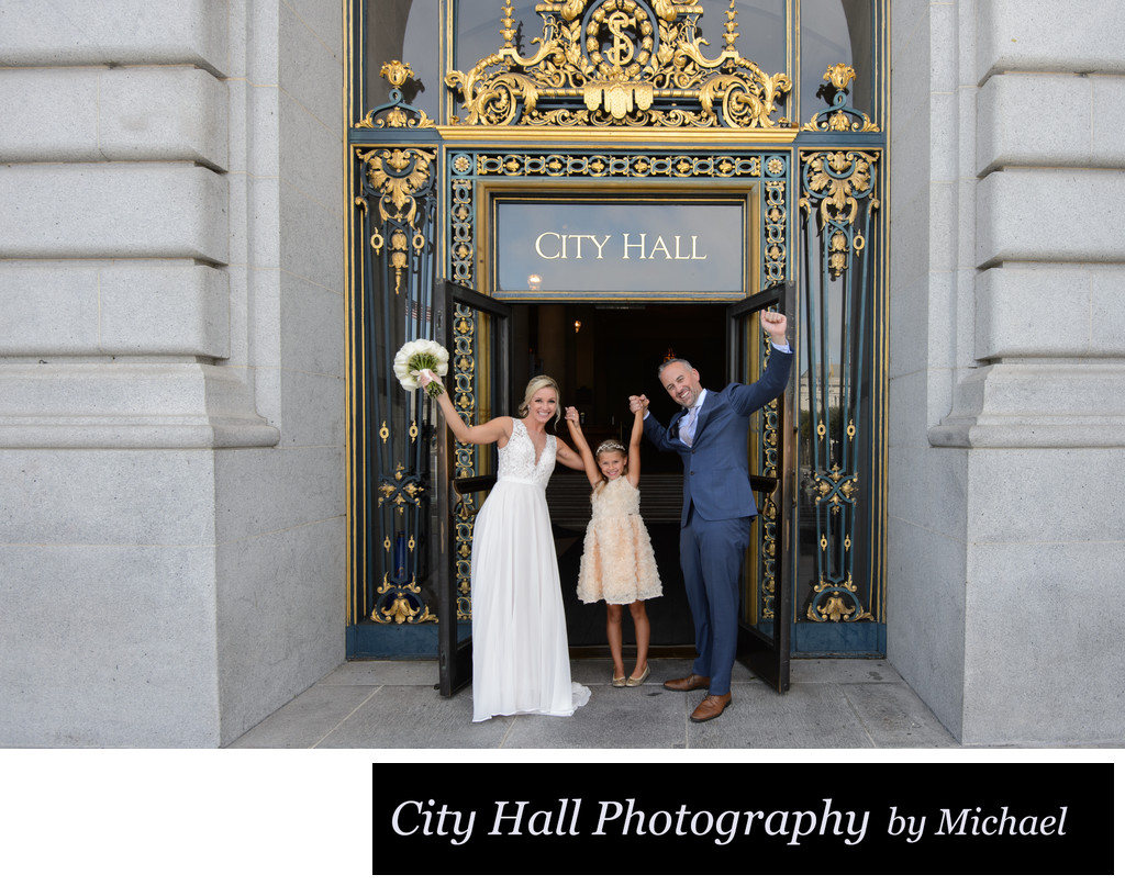 San Francisco City Hall Wedding Photographer - Yay with Daughter!