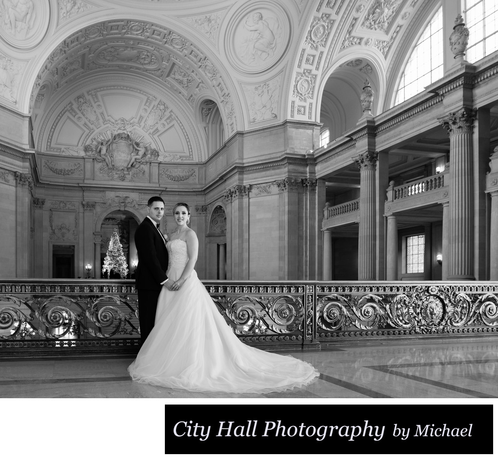 Christmas at City Hall in Black and White photography