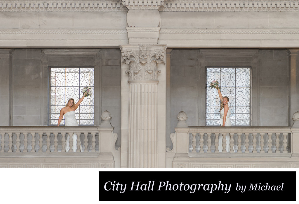 City Hall architecture with Gay Brides in San Francisco