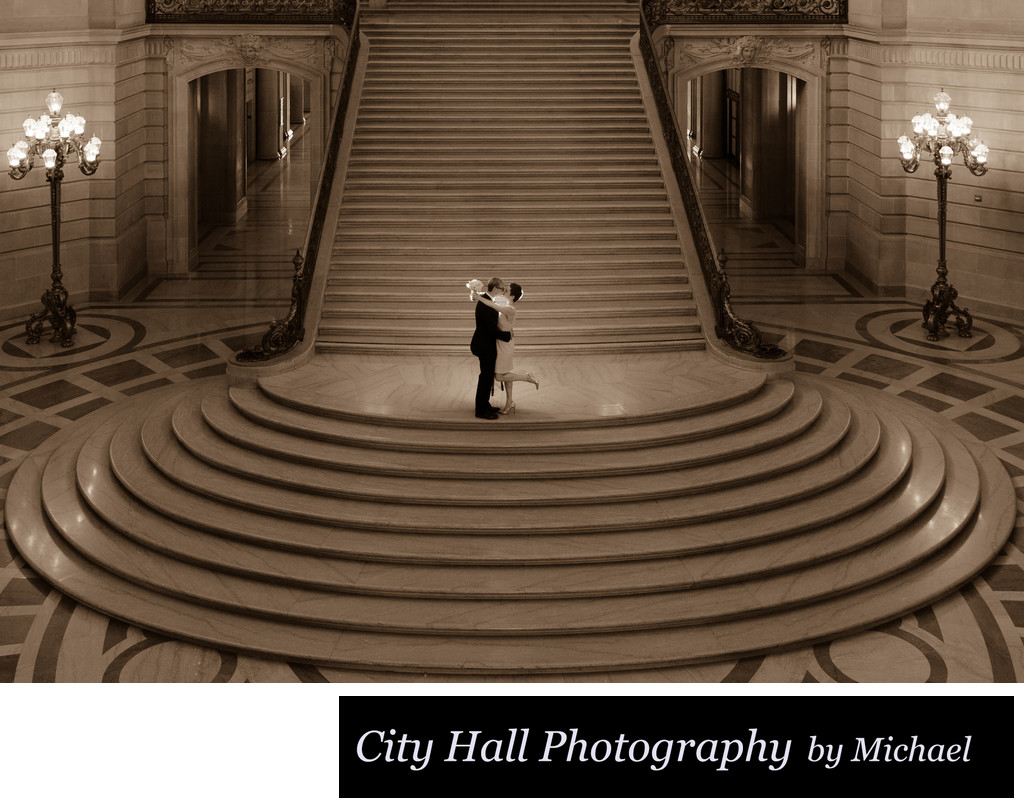 City Hall grand staircase LGBTQ wedding in San Francisco, CA