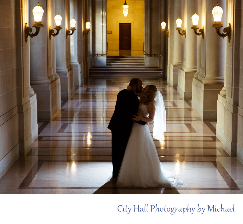 Dramatic Hallway Wedding Photography Image with Lights