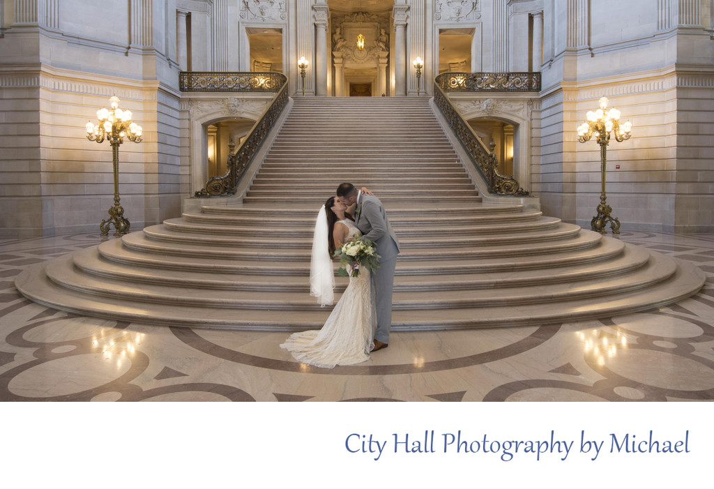 Wedding Photography at San Francisco City Hall in front of the Grand Staircase