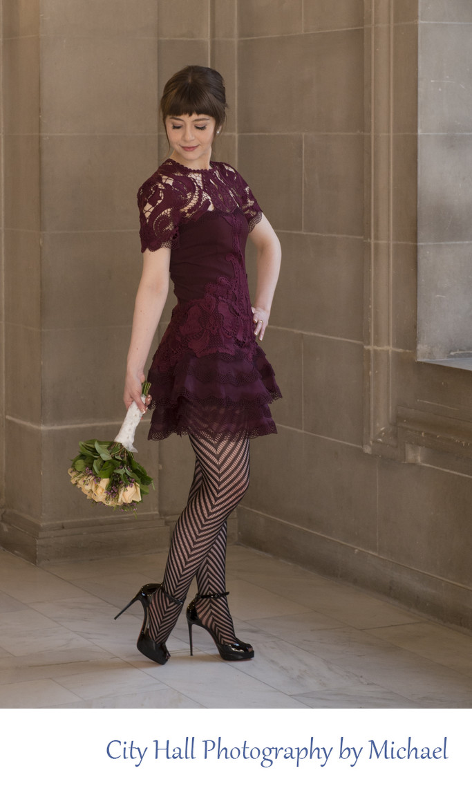 Posed Image with Bride and her Bouquet in San Francisco