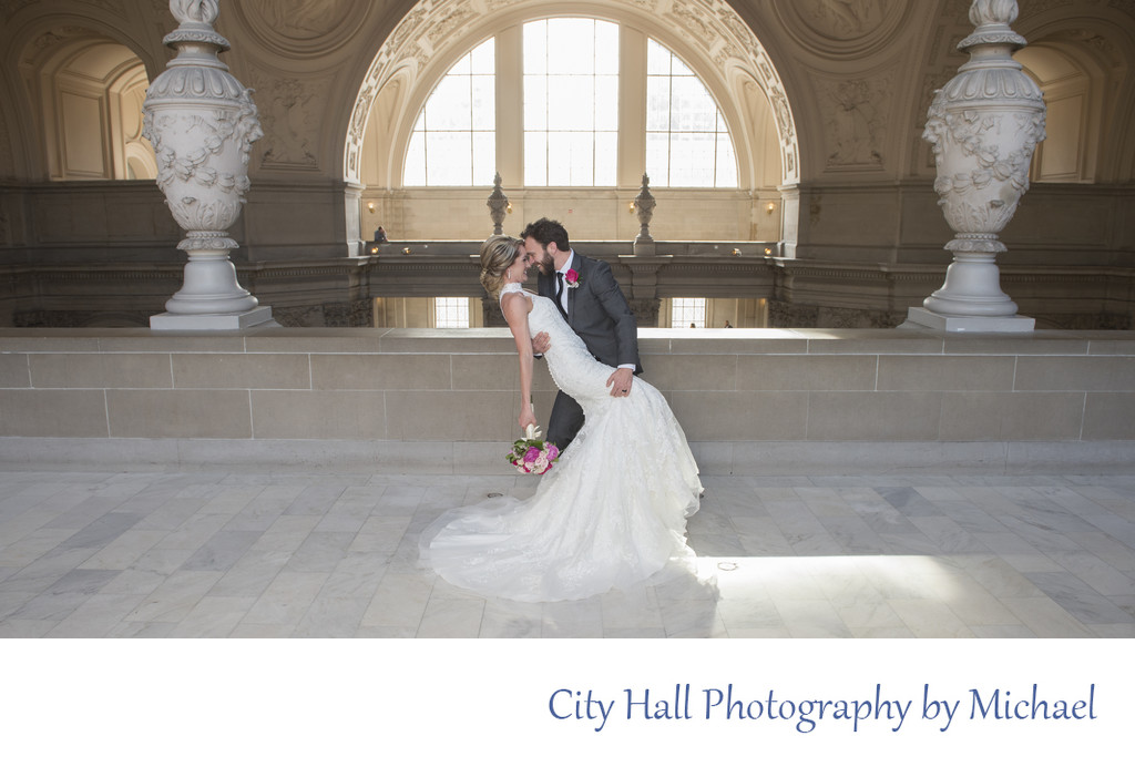 City Hall North Gallery Dance Dip Wedding Photography