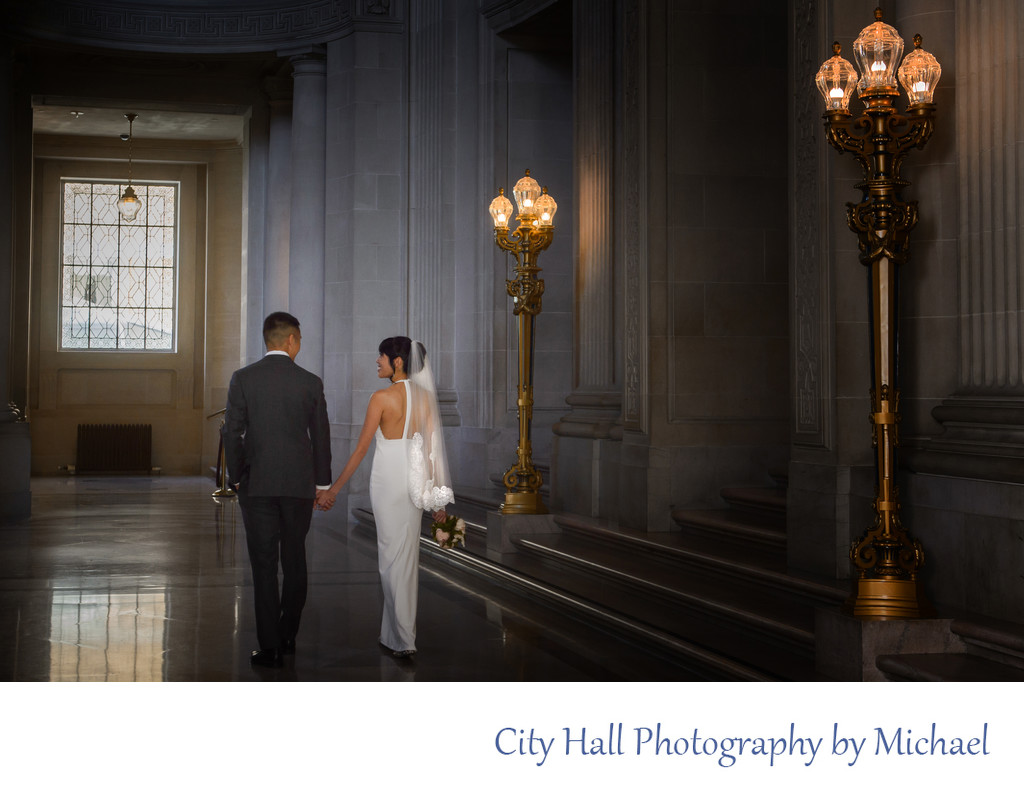 San Francisco City Hall Wedding Photographer - Balcony Walk