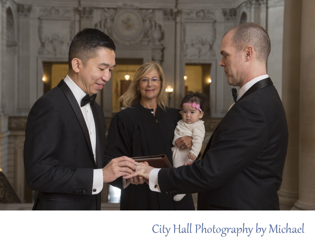 San Francisco City Hall Wedding Photographer - Ring Exchange