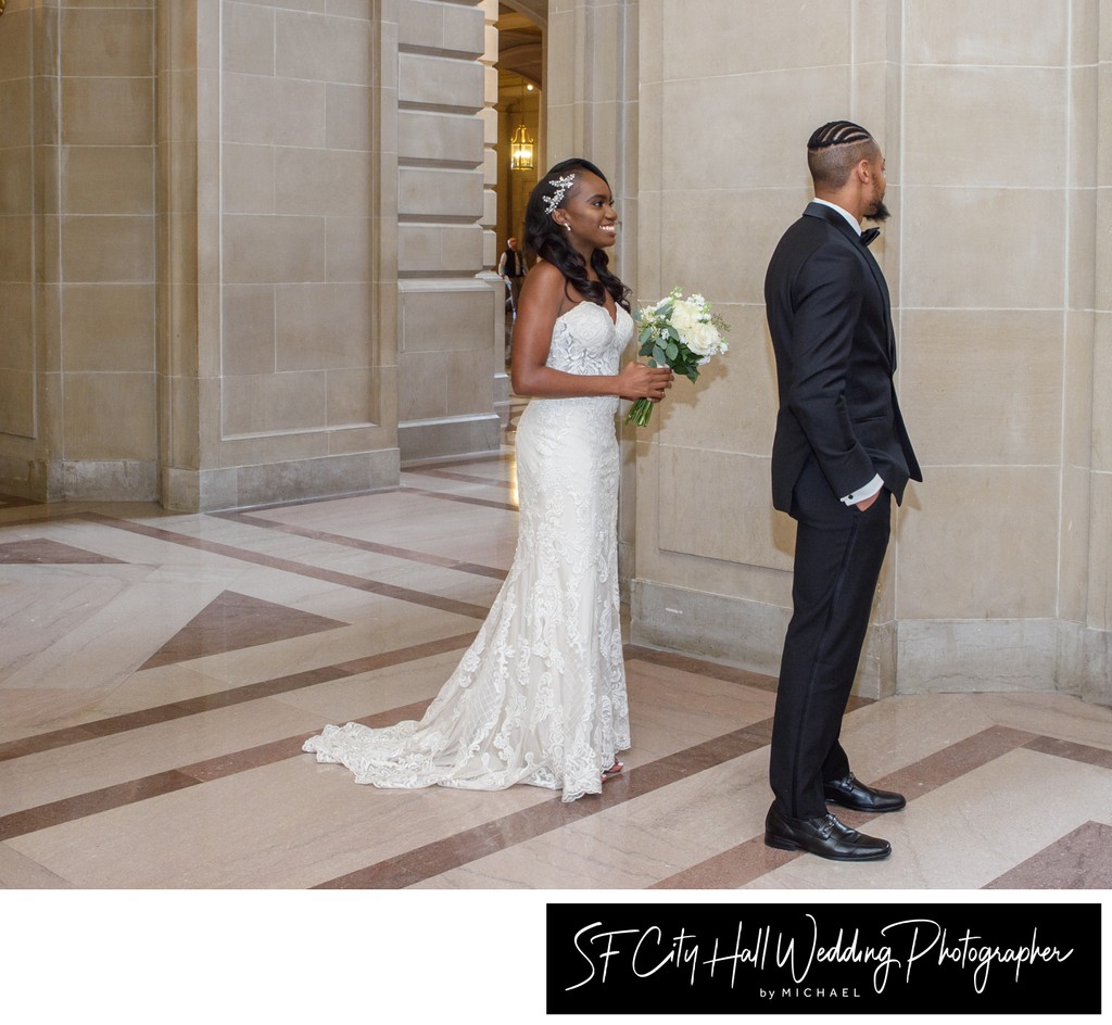 First look wedding image at SF City Hall