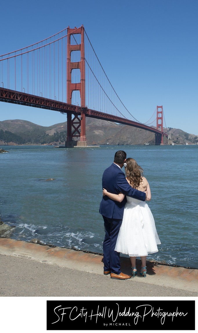 Fort Point View of Golden Gate Bride - San Francisco wedding photography