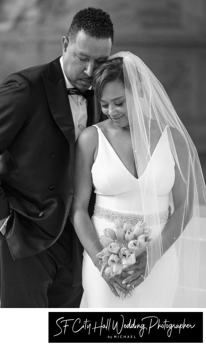 San Francisco city hall wedding photographers - Black and white image