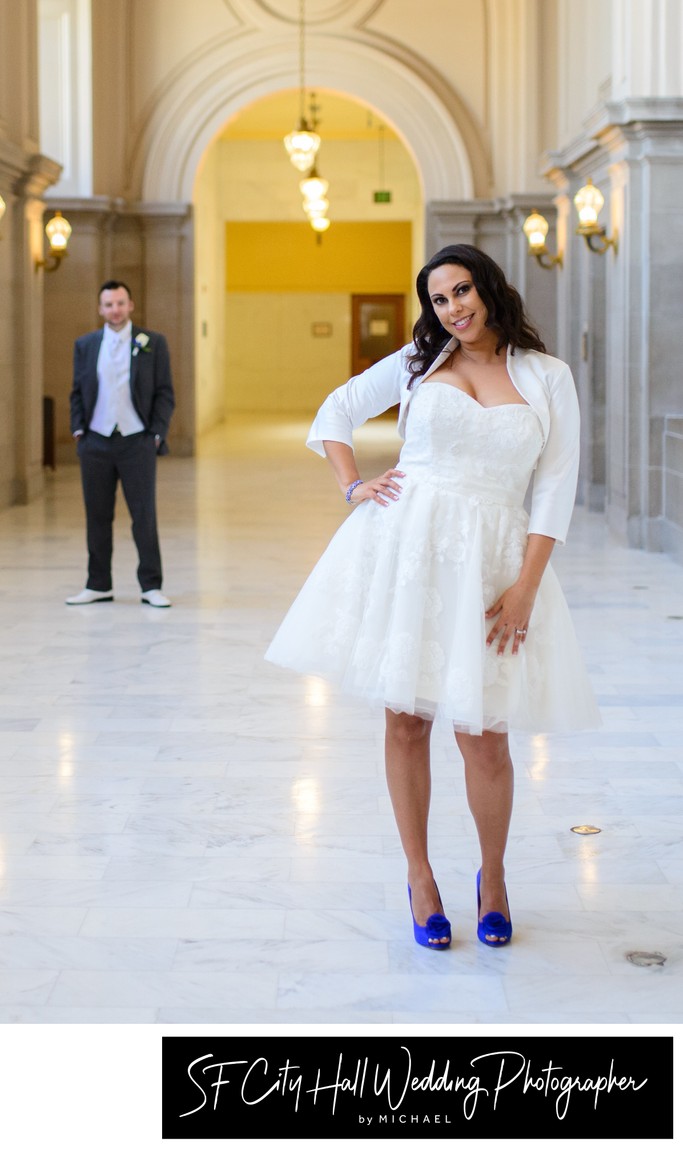 Selective focus San Francisco city hall wedding photographer