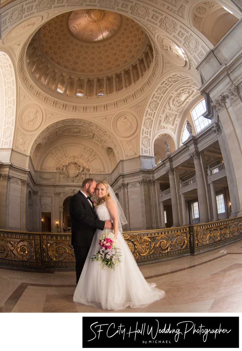 Wide angle lens image at SF City Hall - Wedding Photography