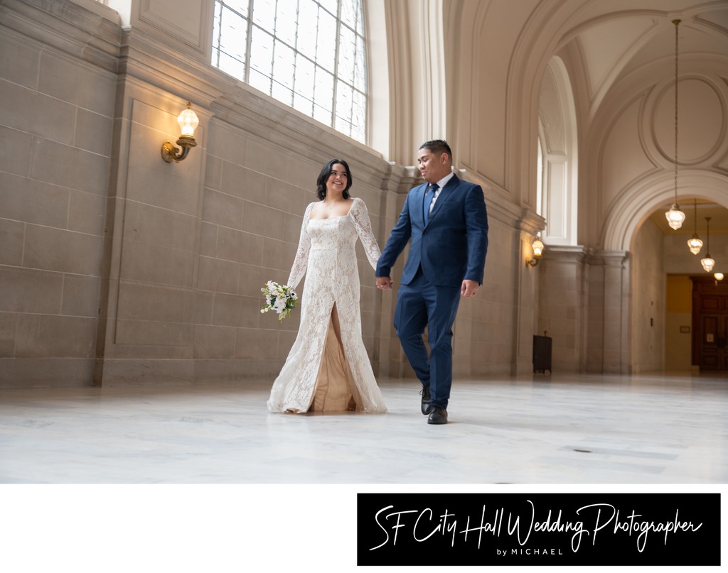 Candid wedding photography image at SF City Hall