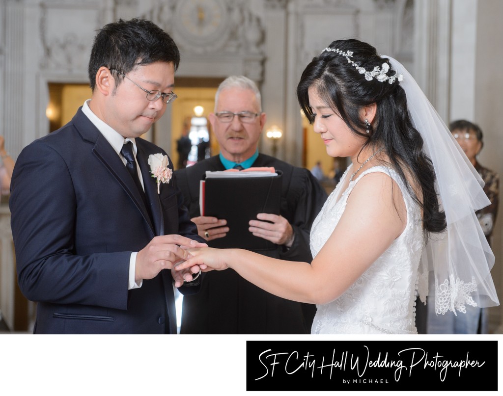 Ring Exchange, Asian Wedding at San Francisco city hall