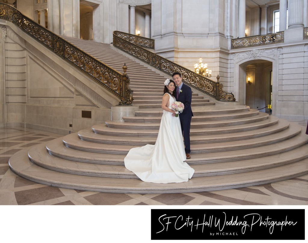 Side View Grand Staircase Wedding Picture