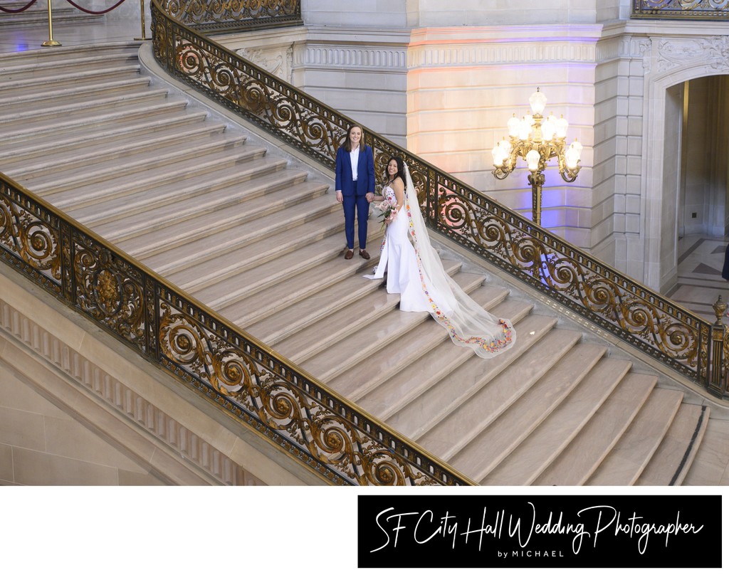 Professional Wedding Photography at SF City Hall on the Staircase