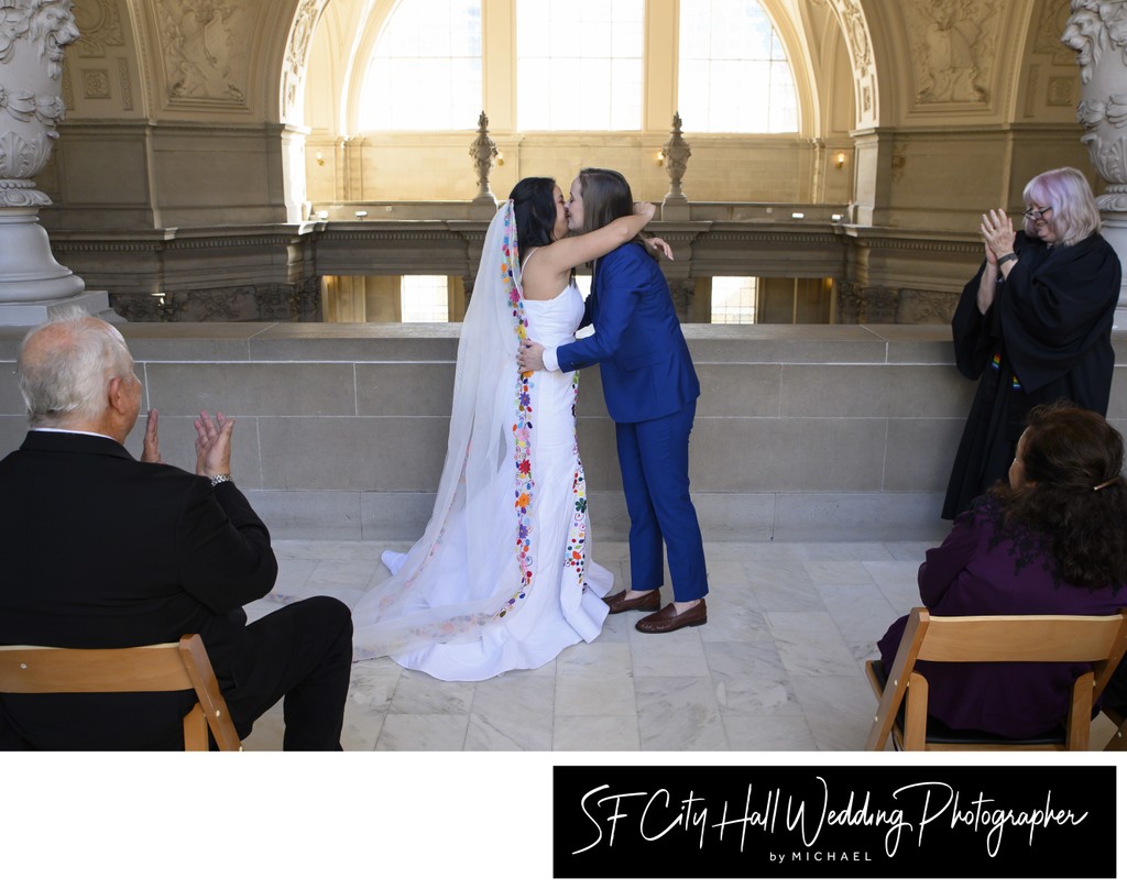 First Kiss at San Francisco city hall LGBTQ+ Reserved ceremony