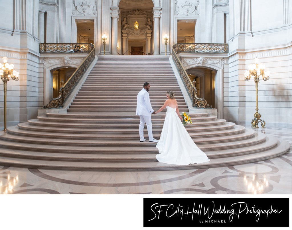 San Francisco city hall wedding on the Grand Staircase