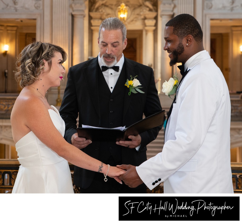 Mayors Balcony Wedding Ceremony with bride's father as officiant