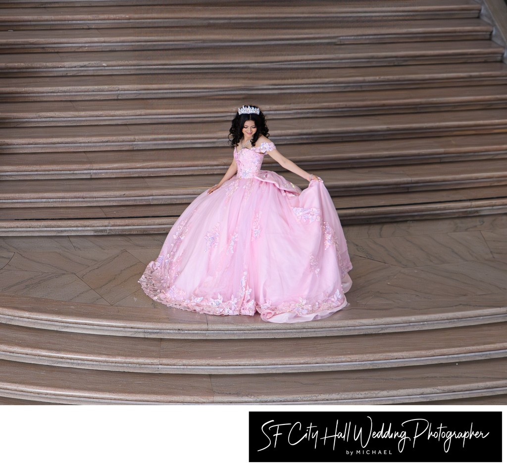 Grand Staircase Quinceanera photography city hall