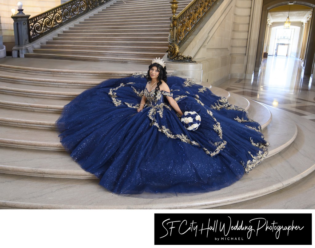 Quinceanera photographer at San Francisco city hall's Grand Staircase