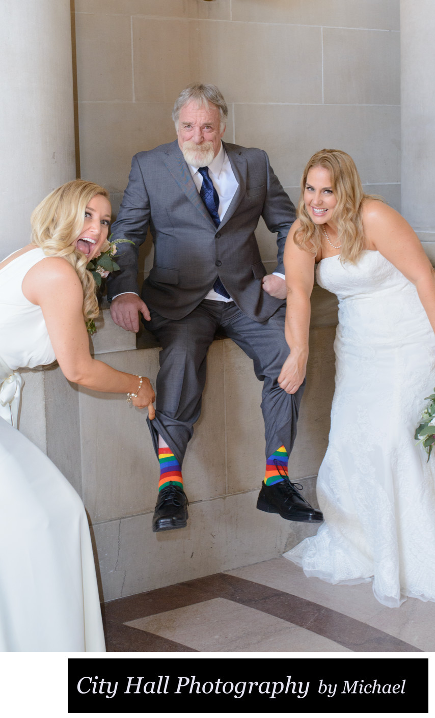 Dads rainbow socks in honor of daughter's gay nuptials