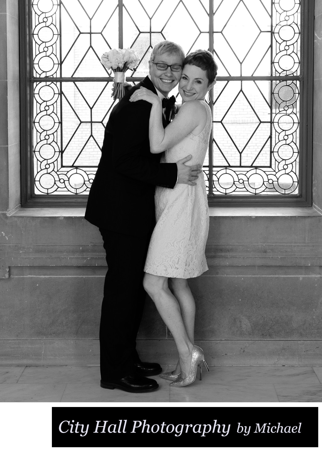 City Hall Lesbian Wedding Photography Window Image