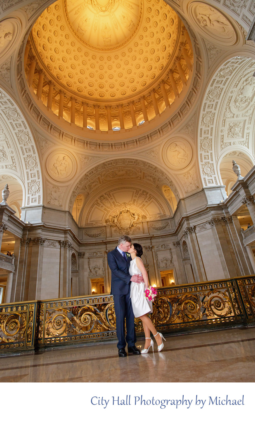 Wedding Photographer San Francisco City Hall - Dome Kiss