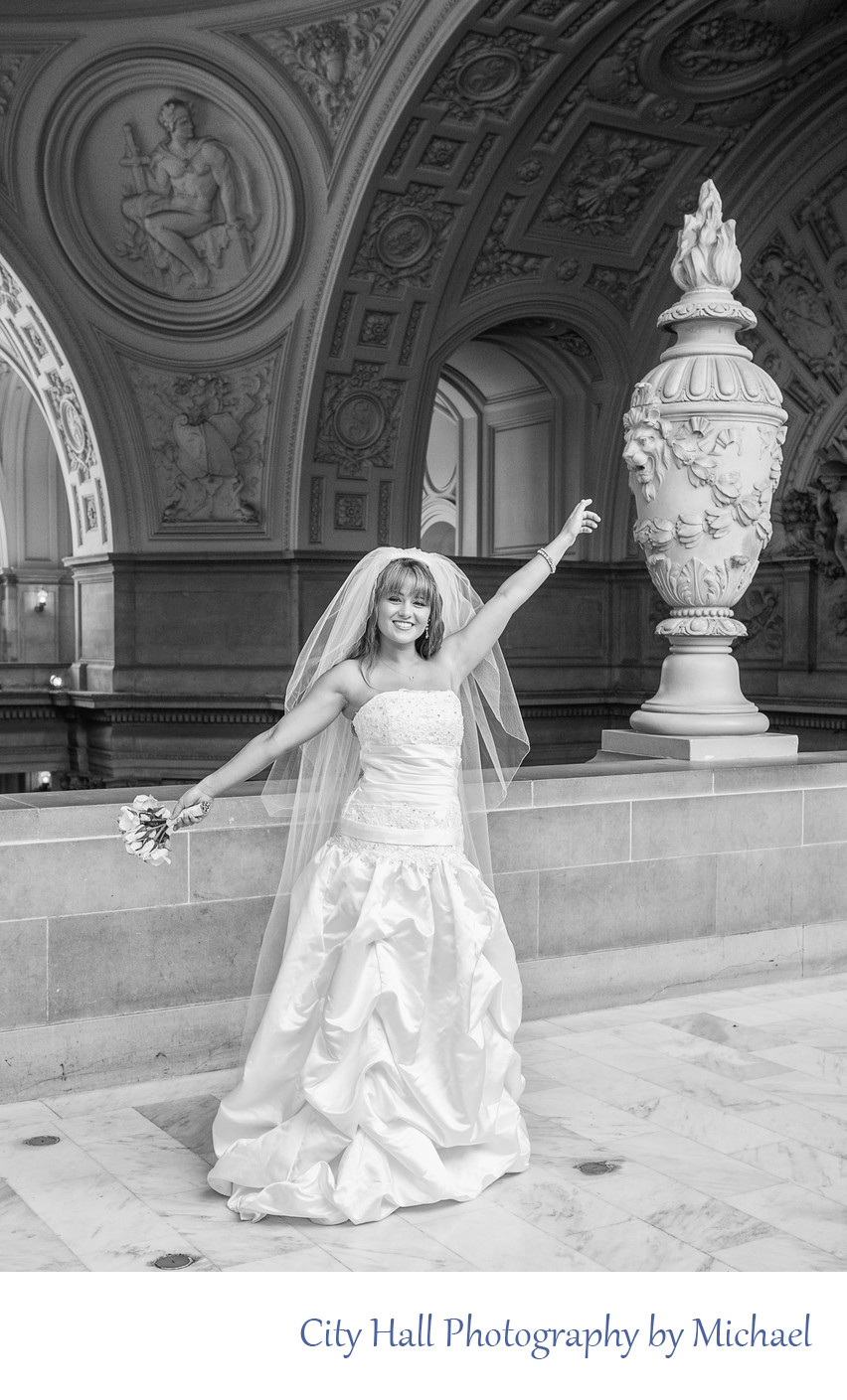 Wedding Photographer San Francisco City Hall - Fun Bride