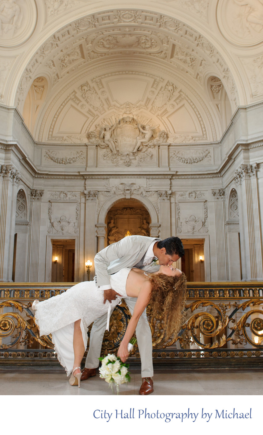 Wedding Photographer San Francisco City Hall - Deep Dance Dip Image