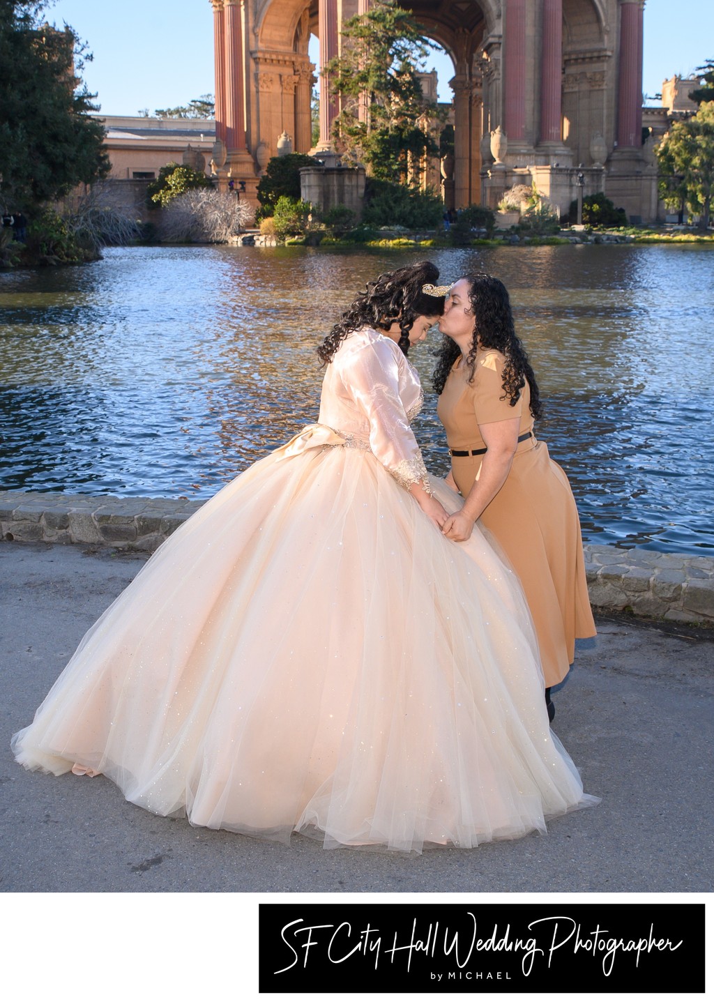Mother Kissing Quinceanera Daughter photography